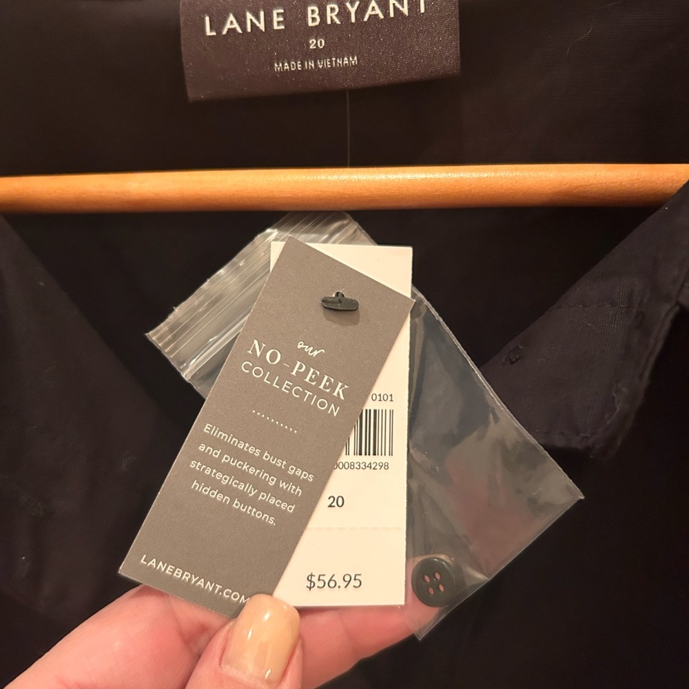 Lane Bryant black button-down blouse from the no peak collection